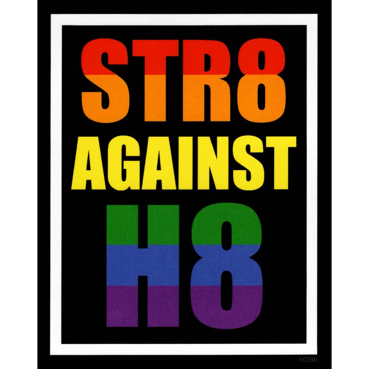 Sticker - LGBT Pride - "STR8 AGAINST H8" for wholesale by Square Deal Recordings & Supplies
