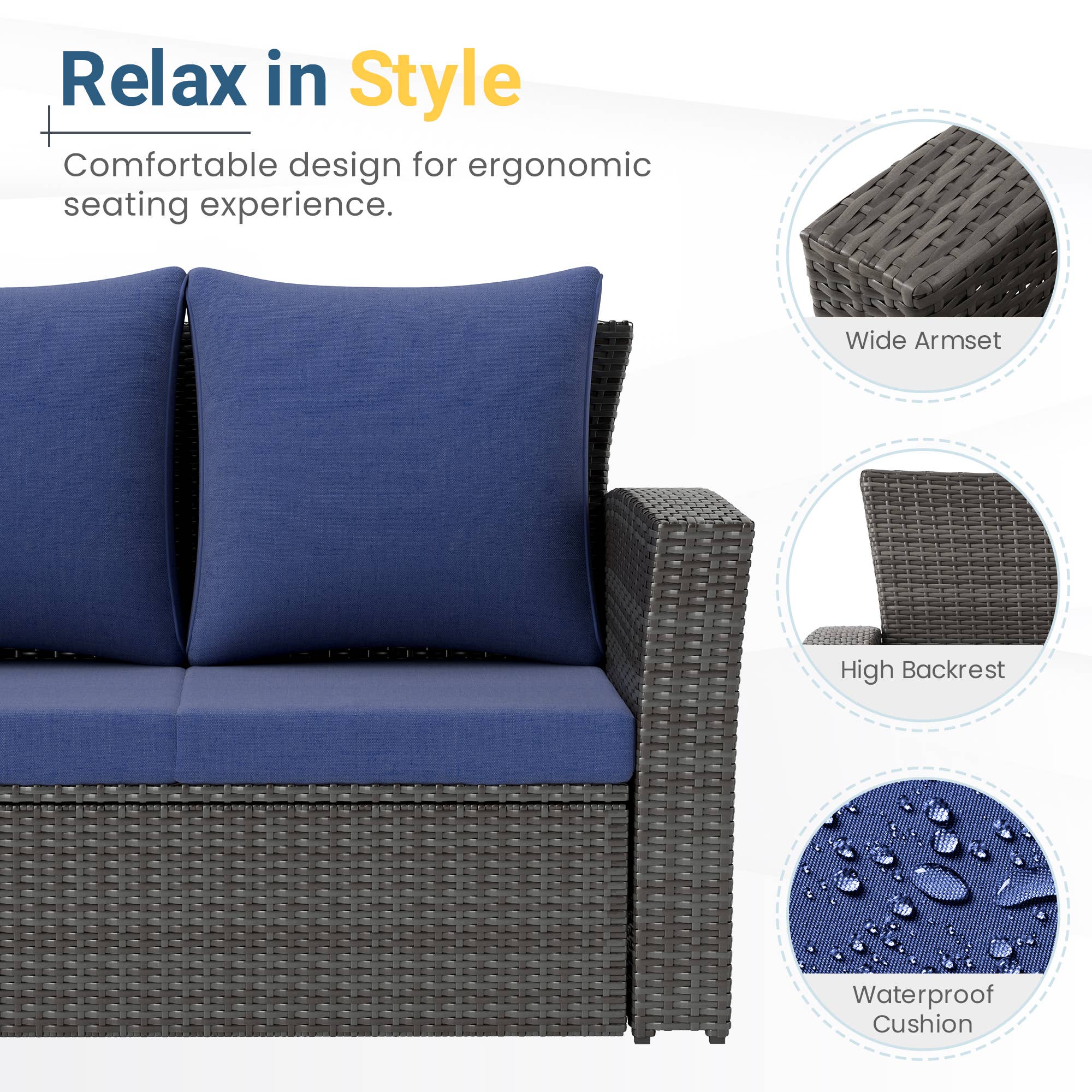 Heynemo - Wholesale Patio Set - 5 Piece Outdoor Patio Furniture Sets, Wicker Sofa Set8