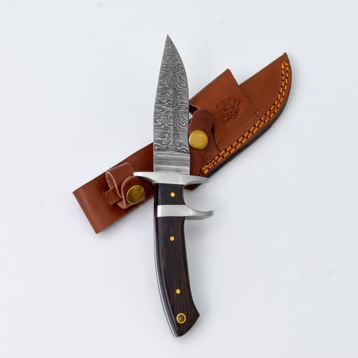 Double Hilt Wangi Wood Damascus Knife for wholesale by Titan International