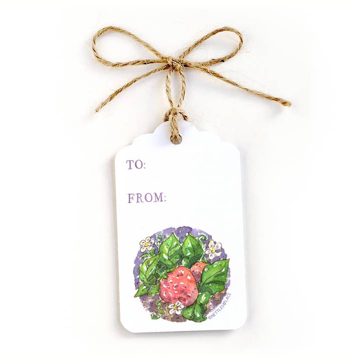 Conjunto de Etiquetas de Presente de Morango Bonito Jardim Floral em Aquarela Cordel por atacado de Nettles & Lace Paper Co.