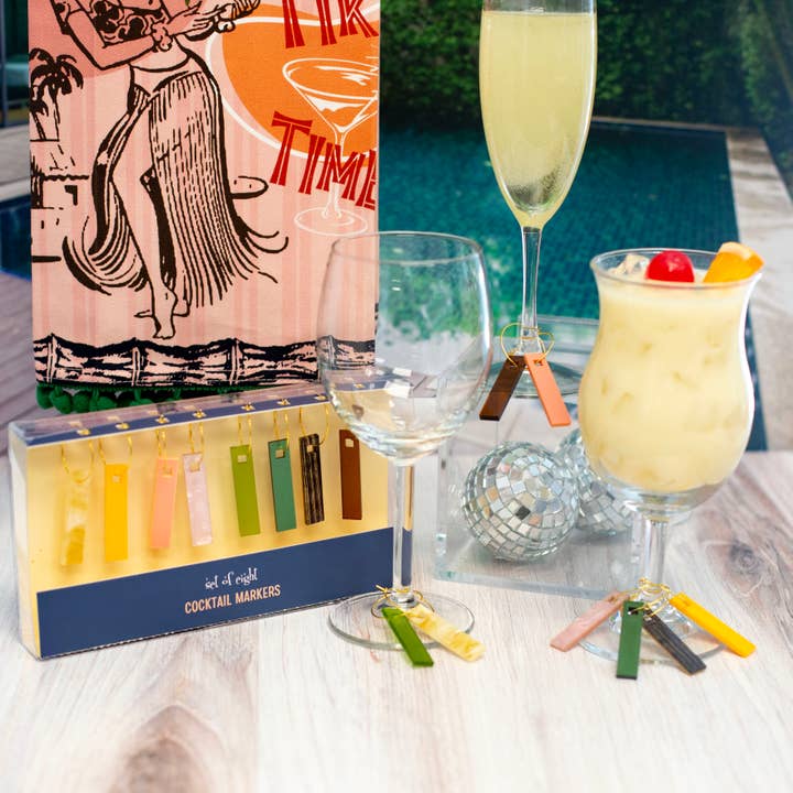 Mod Lounge Paper Company - Wholesale Wine/Cocktail Glass Markers - Hawaiian Summer Acrylic Cocktail Markers3