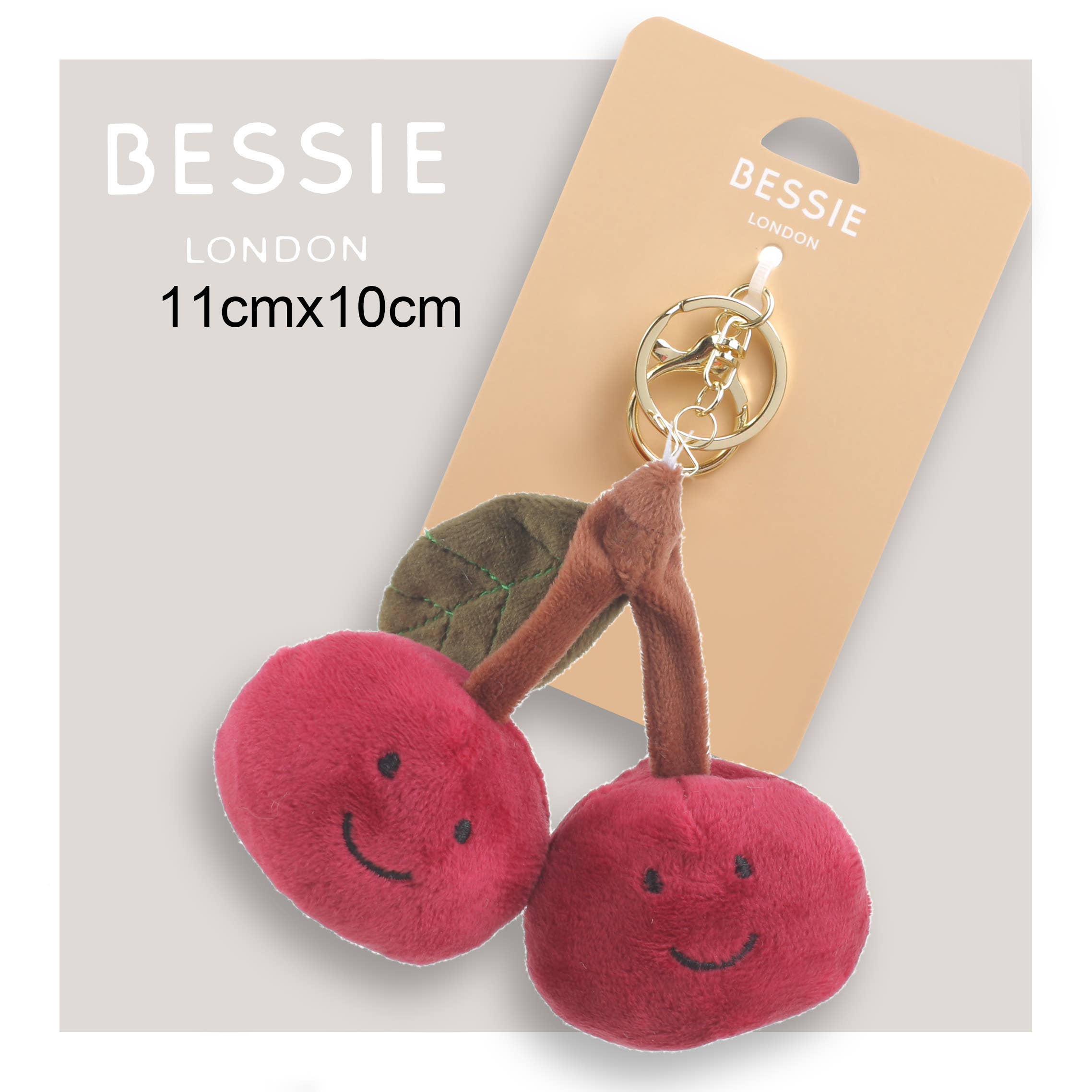 Bessie London - Wholesale Keychain - Women's - PLUSH CHERRY BAG CHARM4
