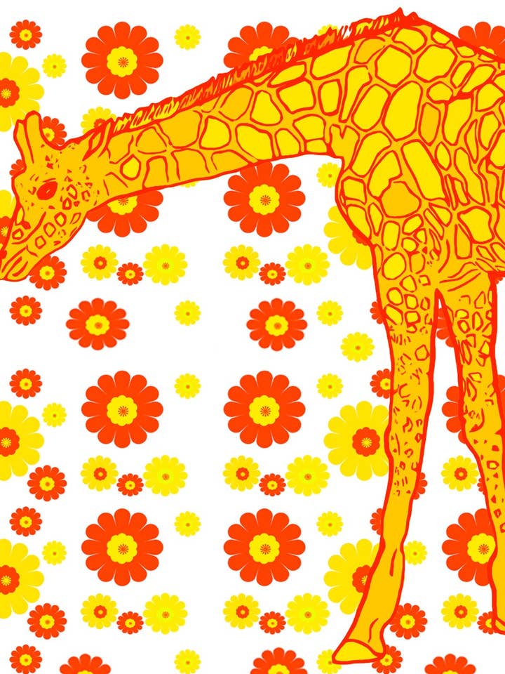 Girafa Flores Pop Art Print de Girafas e Robots por atacado de Giraffes and Robots Pop Art Studio