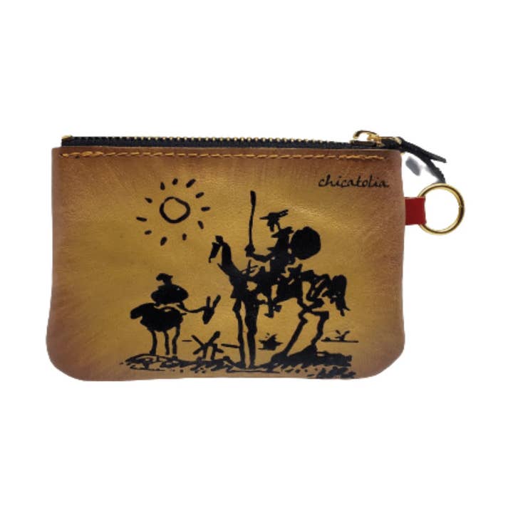 Hand-Painted Genuine Leather Wallet - Don Quixote Design - Artisan Crafted for wholesale by CRETE TRADING INC