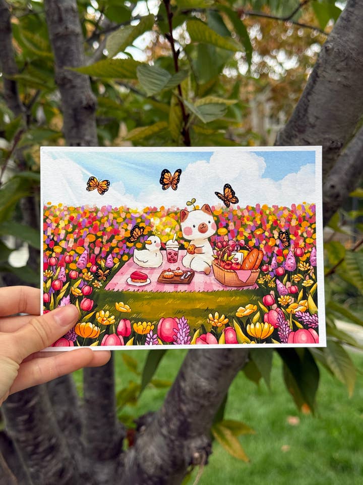 Flower meadow picnic | Art print for wholesale by AnnaFloof