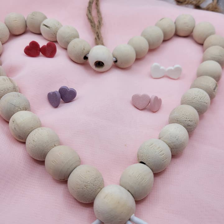 Mini Heart Polymer Clay Stud Earrings for wholesale by Nik Nak Design Co.