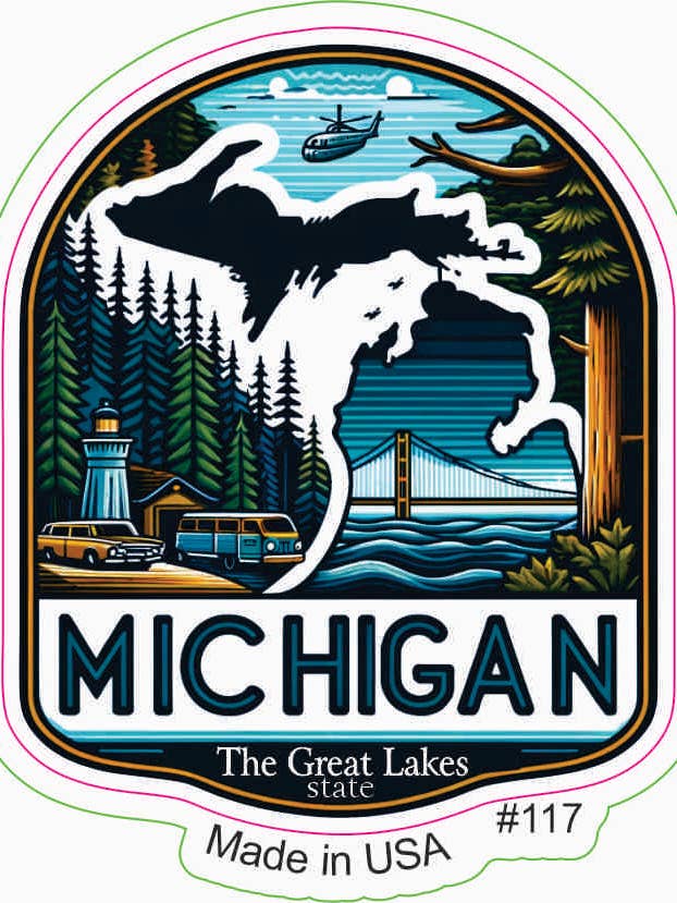 Fyrtårn og bro Michigan klistermærke for engroshandel hos Big monkey