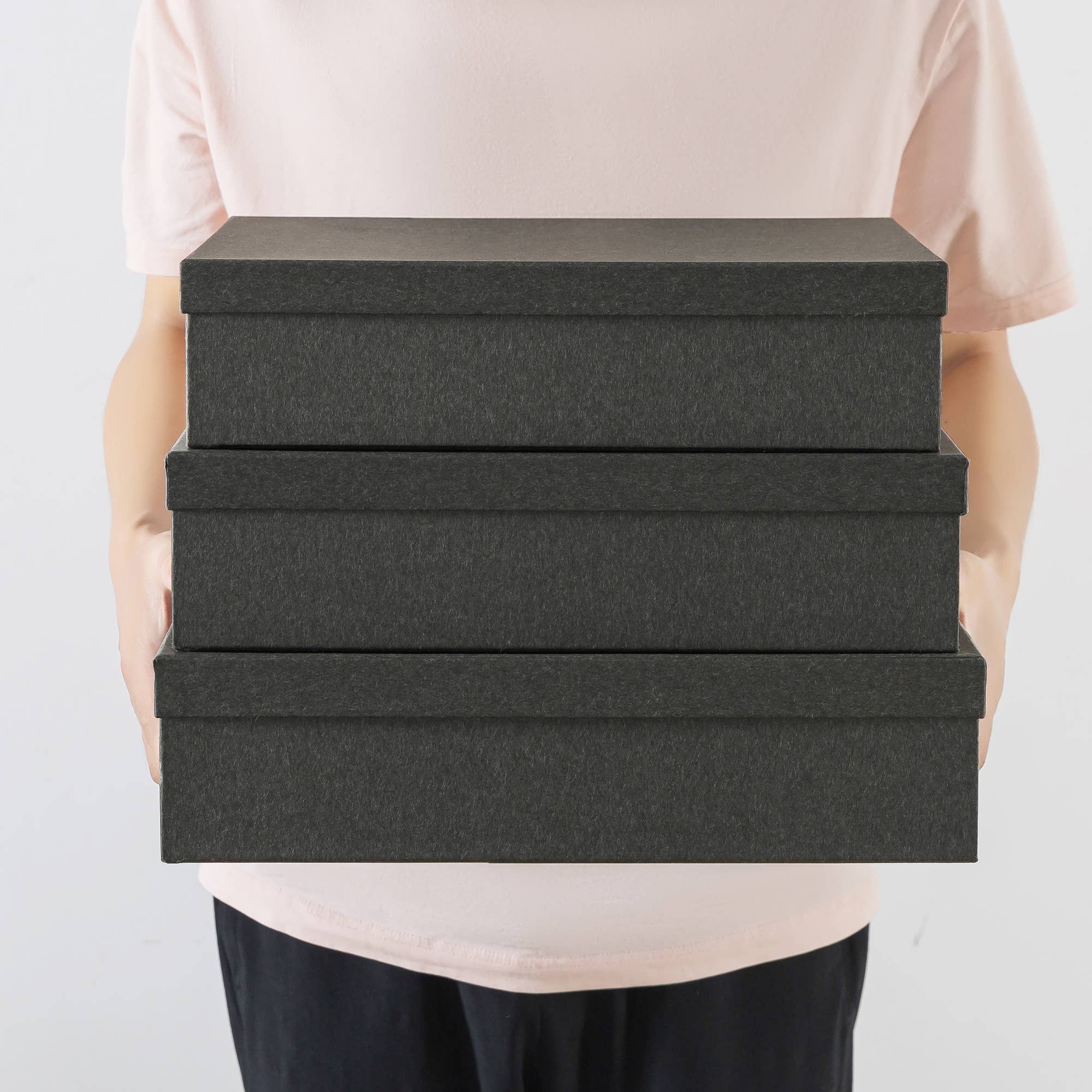 Soul & Lane - Wholesale Decorative Box - Set of 3 Black Kraft Decorative Cardboard Storage Boxes1
