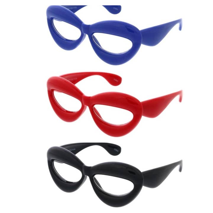 80555CLR Unisex Plastic Large Puffy Cat Eye Frame for wholesale by BLUELINE TRADING