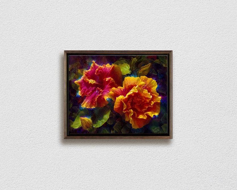 Whitworth Gallery - Wholesale Painting/Drawing - Sunlit Duet - Signed Artist Canvas - Hawaiian Hibiscus Painting8
