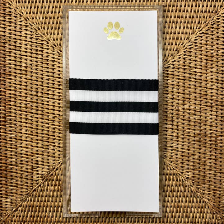 Black Ink - Wholesale Notepad - Long Skinny Gold Foil Paw Notepad