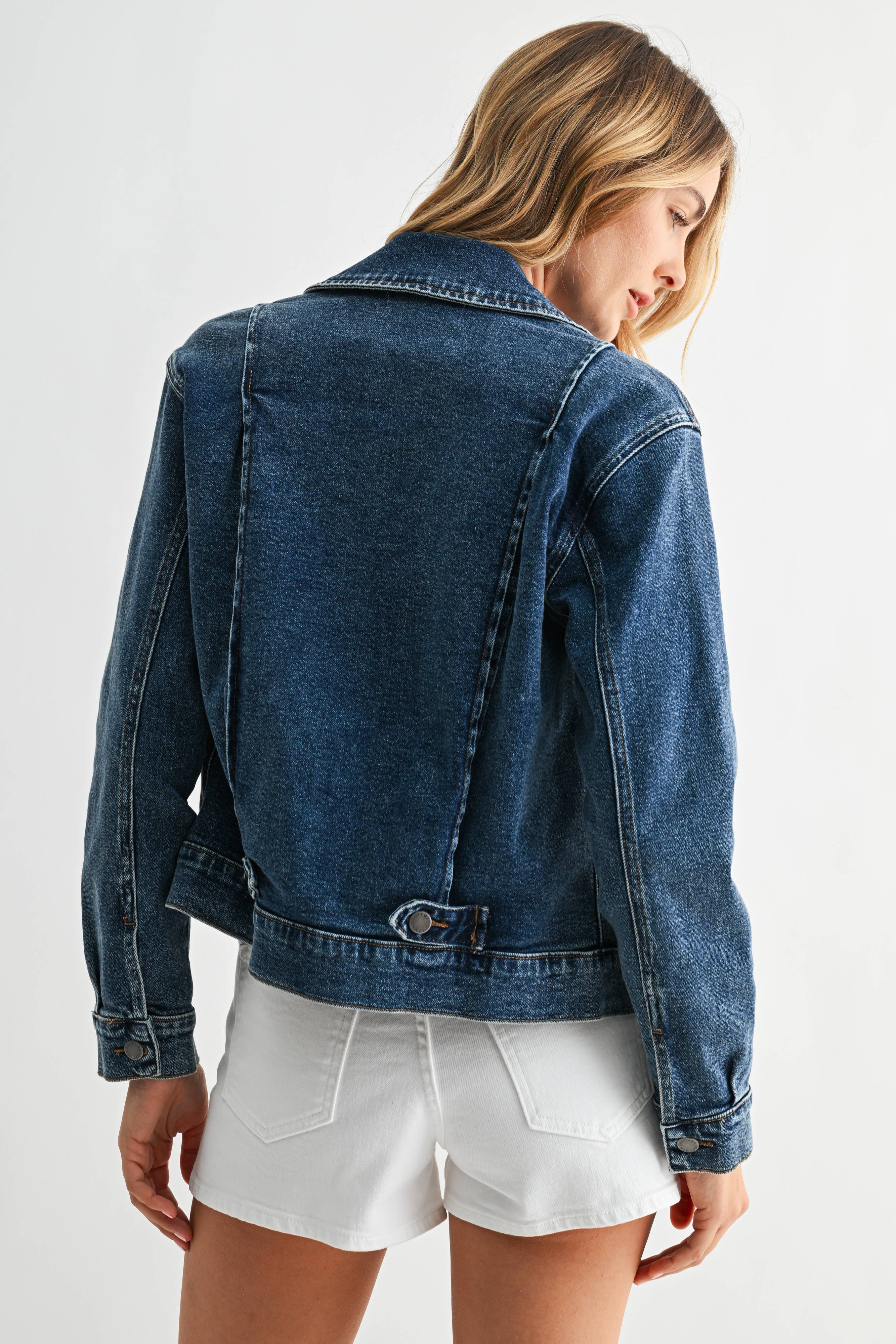 Just USA Jeans - Wholesale Denim Jacket - Women's - JA803 - DK - Moto Jacket3