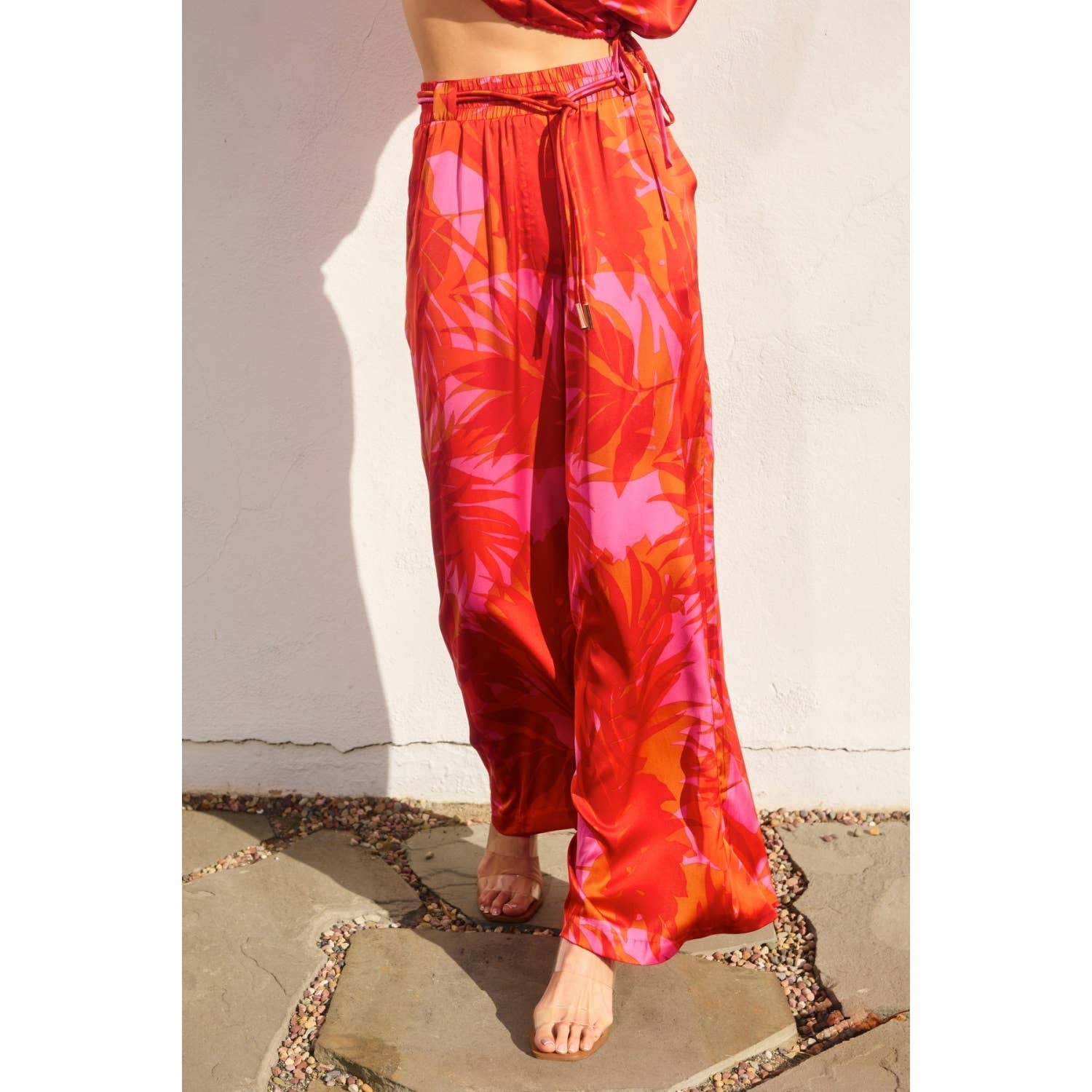FLAME SCARLET Sunset Lover Looped Belt Pants for wholesale on Faire9