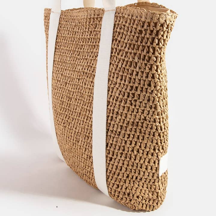 Collections by Fame Accessories – Engroshandel Tote bag - Dame – Stråflettet hattebærer-totetaske2