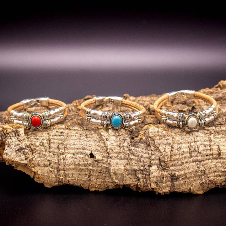 units 6units Cork Bracelet With Charm Beads- Original Handmade BR-192-MIX-6 for wholesale on Faire4