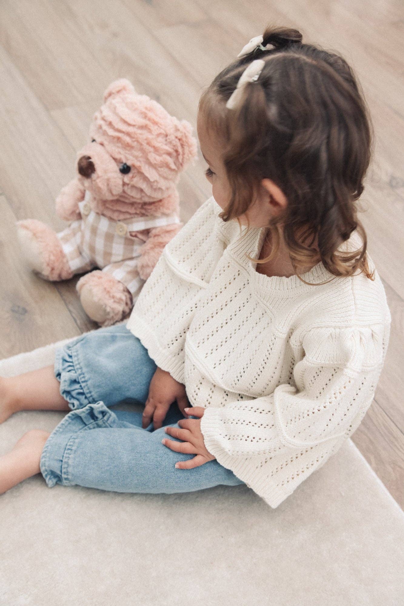 Minnie & Monty – wholesale Knitted jumper – Kids – Cream Cotton Flare Sleeve Knit Jumper7