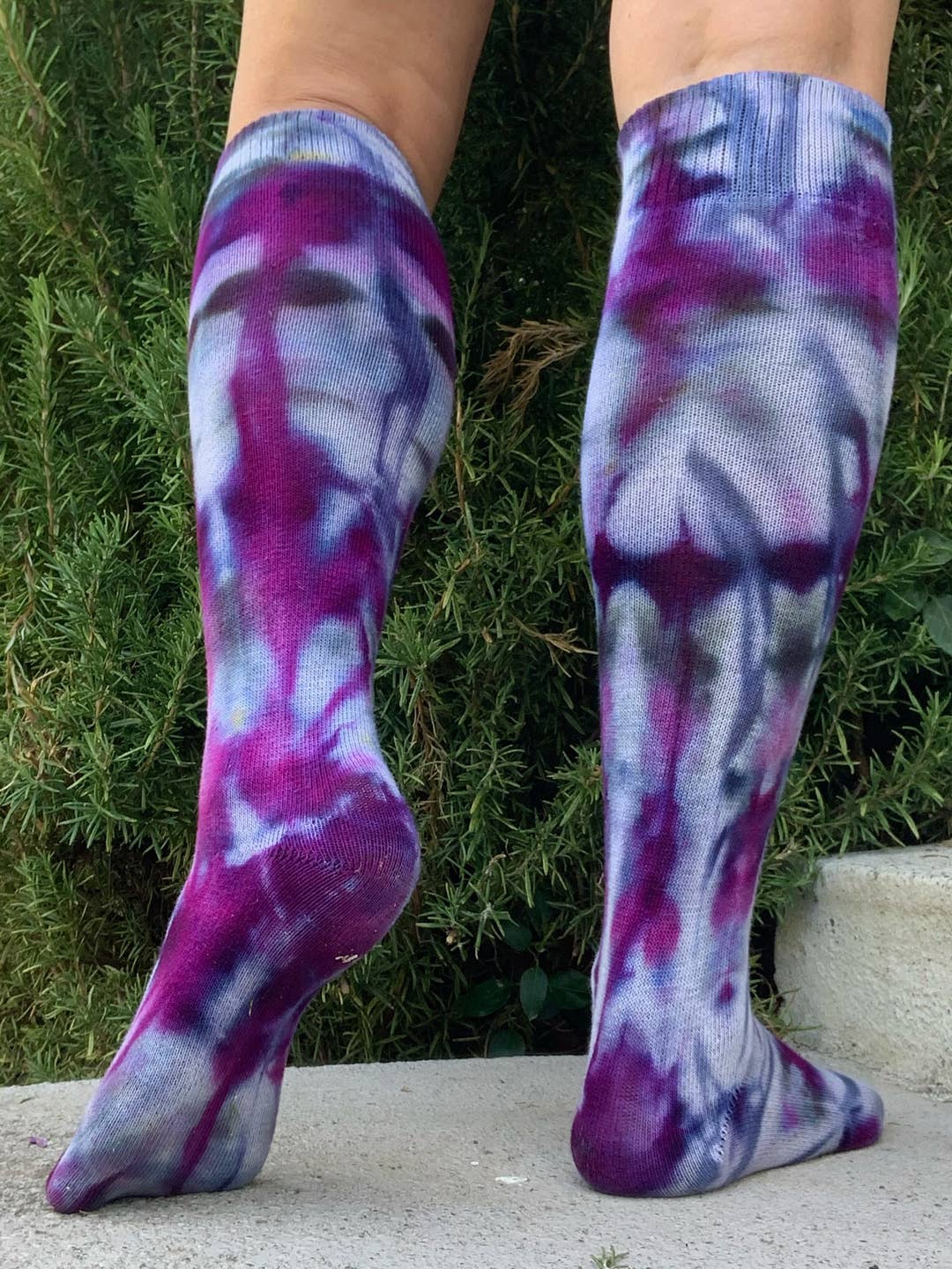 RocknSocks - Wholesale Socks - Women's - Purple Rain Tie Dye Organic Cotton Knee High2