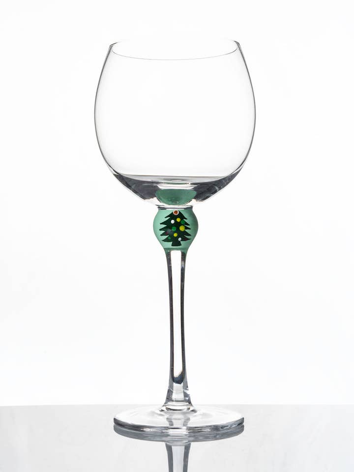 Christmas Tree Wine Glass (4 Pack) for wholesale by The Giving Glass