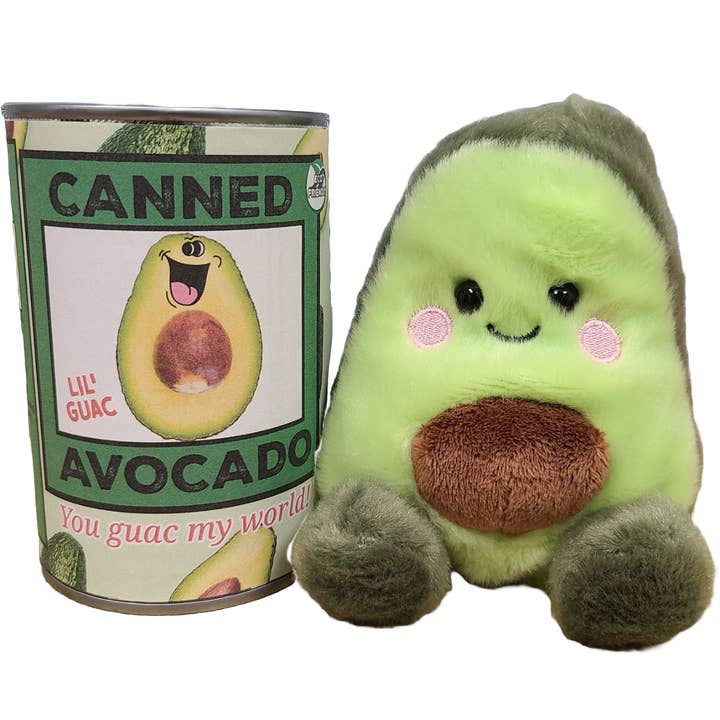 Canned Gifts – Großhandel Kuschel-/Plüschtier – Kind & Baby – Lil' Guac die Dosen-Avocado - Umweltfreundliches Plüschtier mit Witzen