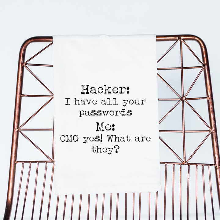 Hacker + Password Funny Gift Towel friend gift holiday gift for wholesale by Aspen Lane