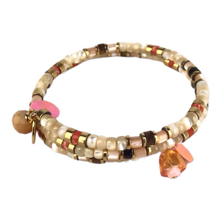 Brazalete de nacar , cristales y hematite DONNA ORANGE para venta al por mayor de melizijewelry