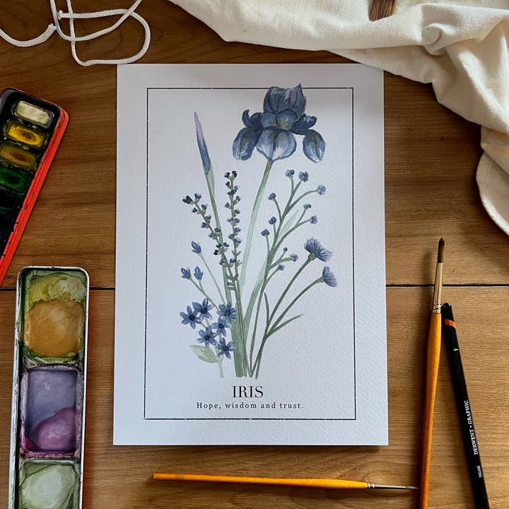 Iris Print with Meaning for wholesale by Pippin Prints