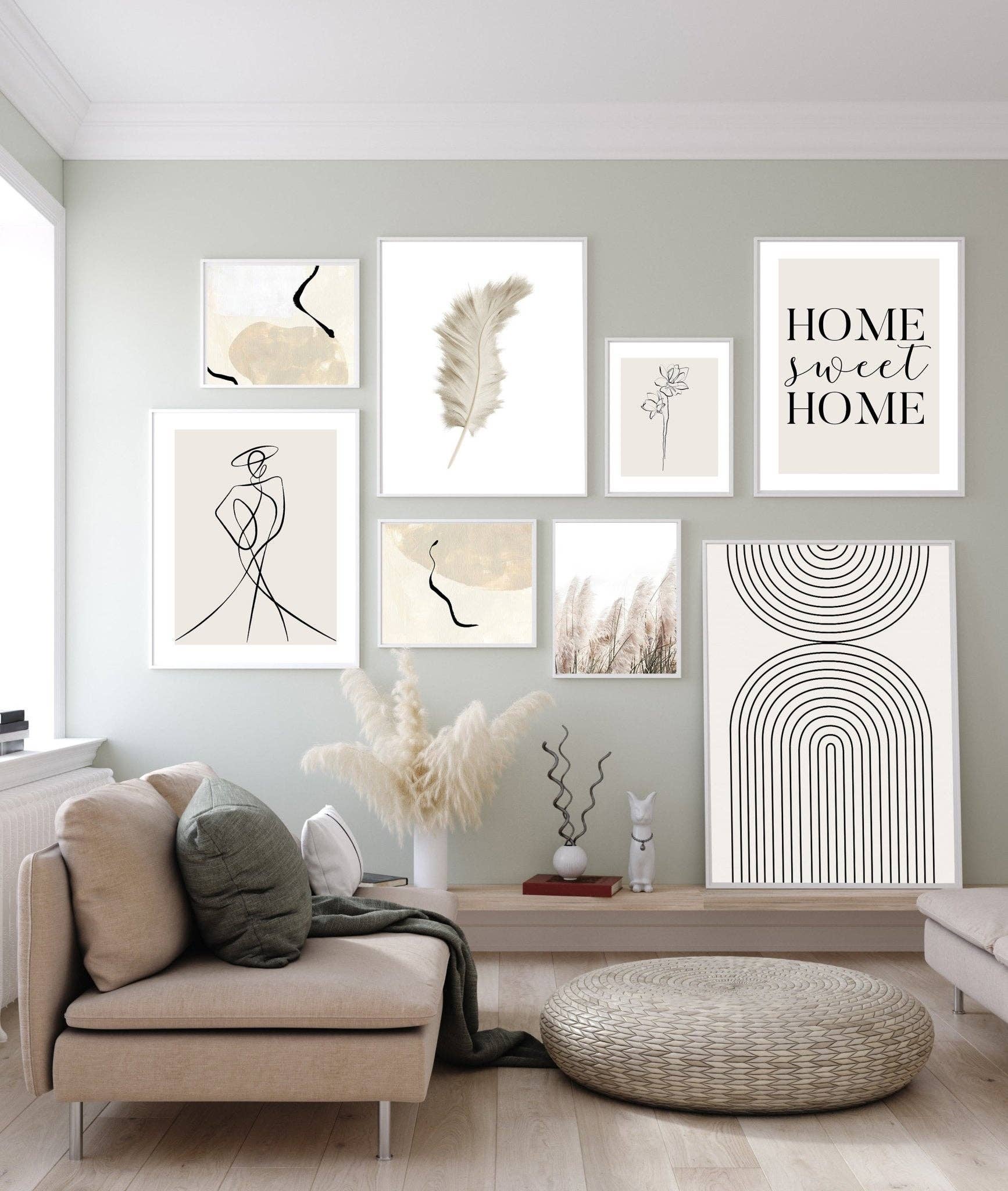 D'LUXE PRINTS - Wholesale Gallery Wall Set - Pampas Rain Gallery Print Set