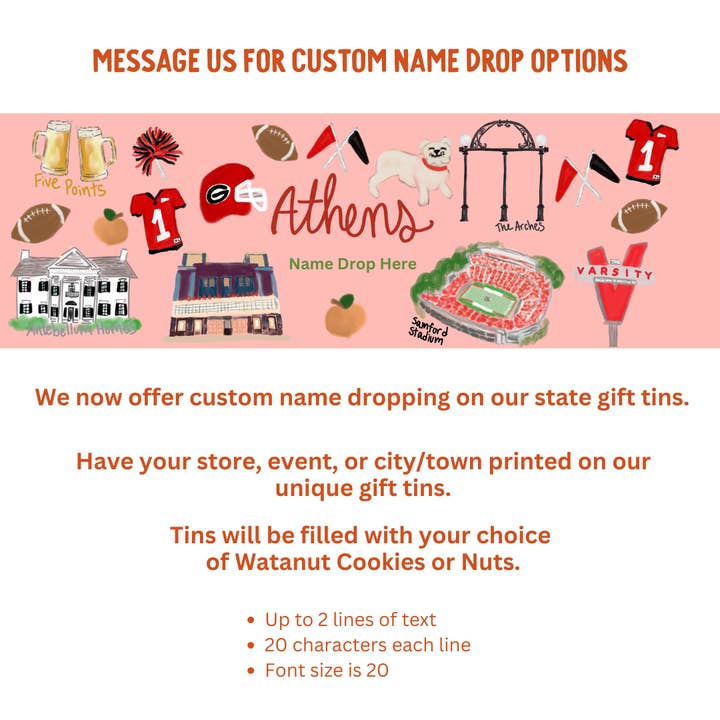 Watanut - Wholesale Cookie - Athens Georgia Gift Tin | Gourmet Shortbread Cookies or Nuts2