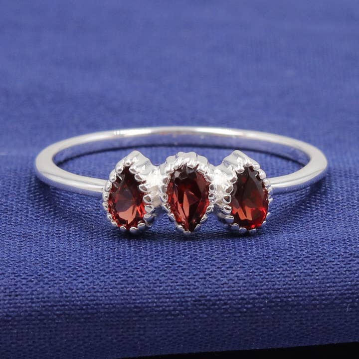 Garnet Ring 925 Sterling Silver Natural Gemstone Jewelry for wholesale by Jay Jools