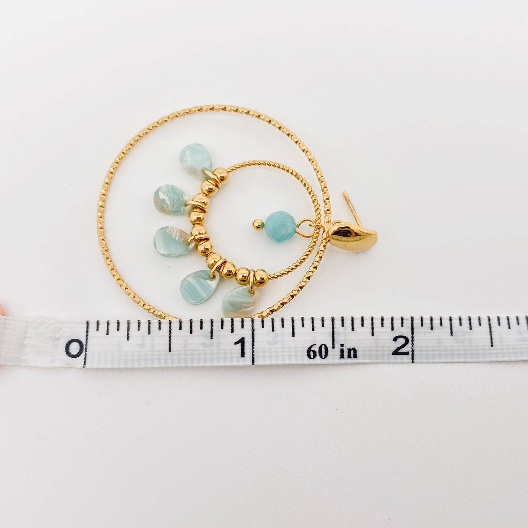 Mio Queena - Wholesale Dangle Earrings - Double Ring 18K Gold Plated Stainless Steel Post Earrings4