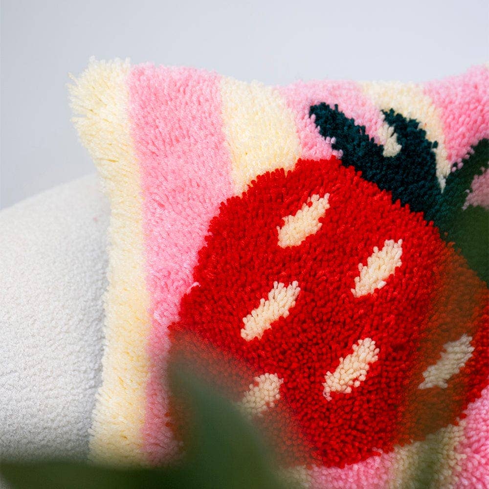 Craft Club - Wholesale DIY Craft Kit - STRAWBERRY RIPE STRIPES - Latch Hook Cushion Kit9