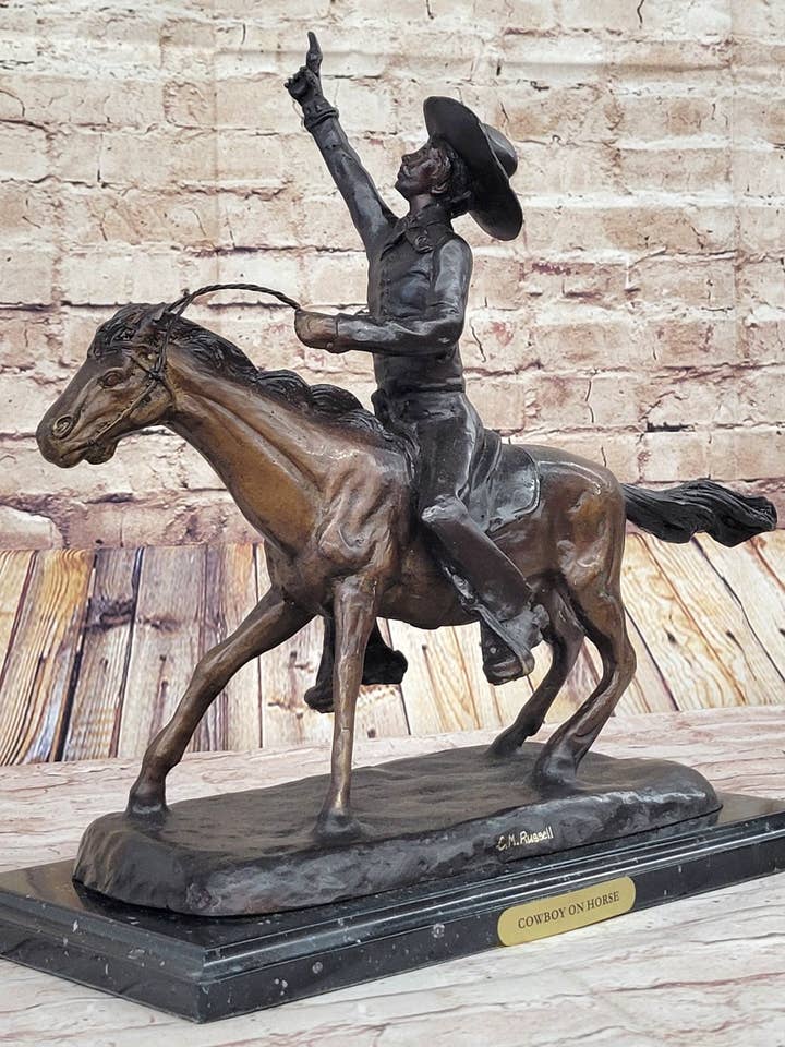 Will Rogers Cowboy on Horseback Bronze Sculpture Statue Figure Russell Western 16" x 17" for wholesale by Bronzhaus