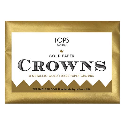 TOPS Malibu - Wholesale Party Hat/Crown - Metallic Gold Tissue Paper Crowns - Set of 8