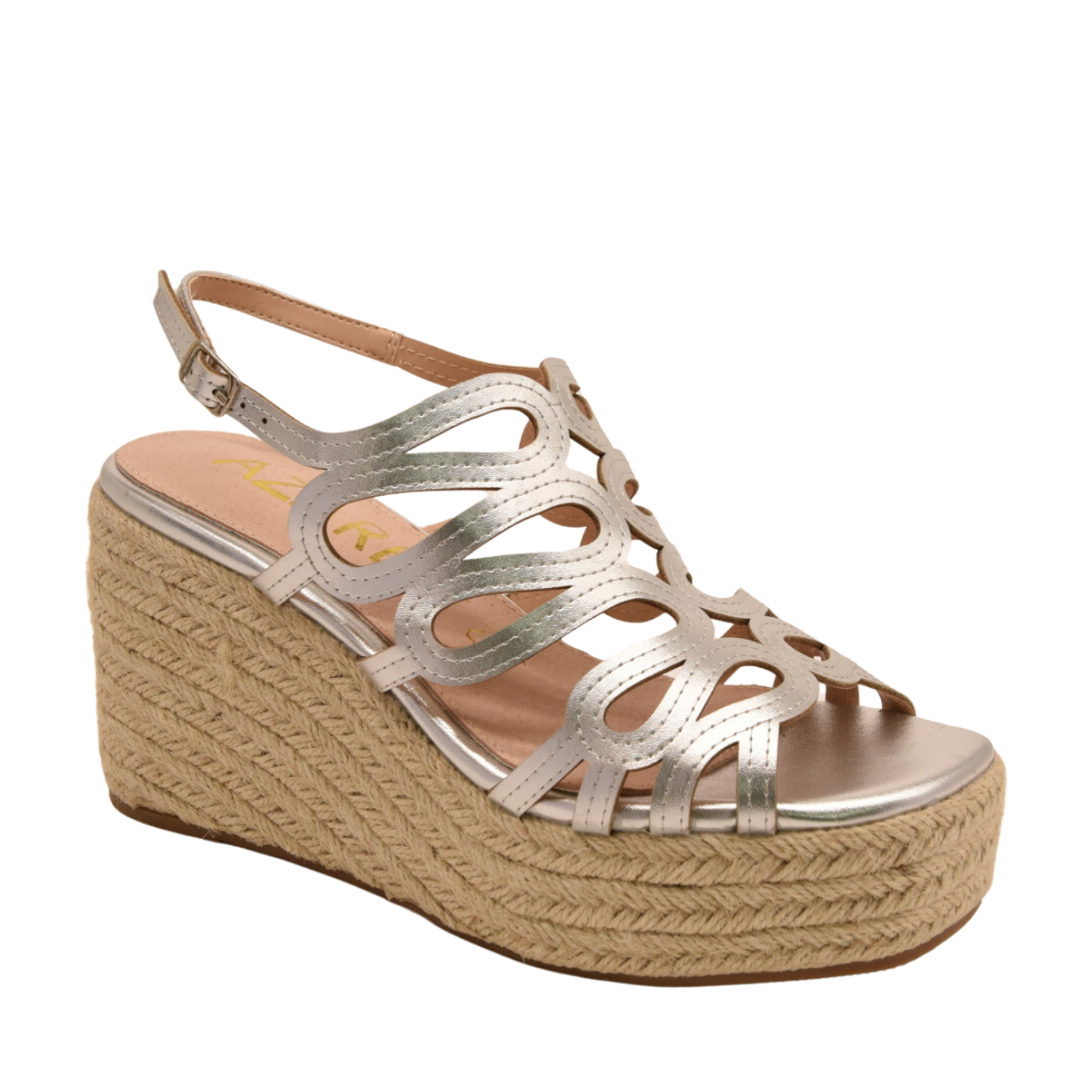 Azarey - Wholesale Sandals - Women's - Metallic Wedge with Interlaced Straps1