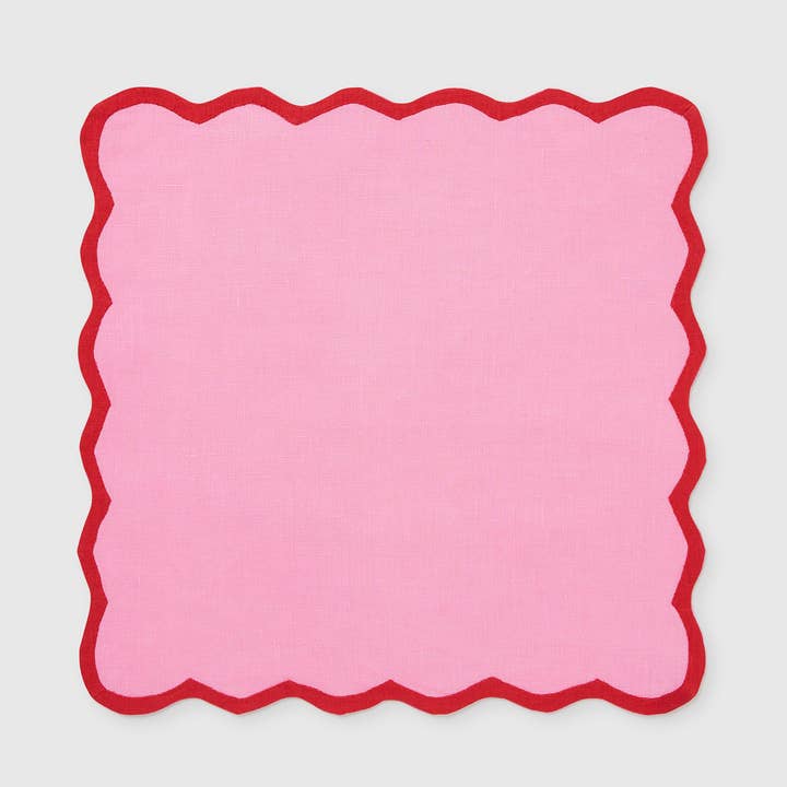 BLUSH PINK SCARLET RED VALENTINA NAPKIN SET for wholesale on Faire0