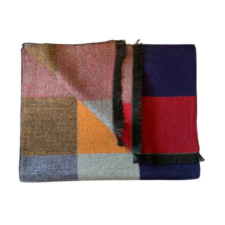 Multi Coloured Check Bamboo Scarf for wholesale by Swole Panda