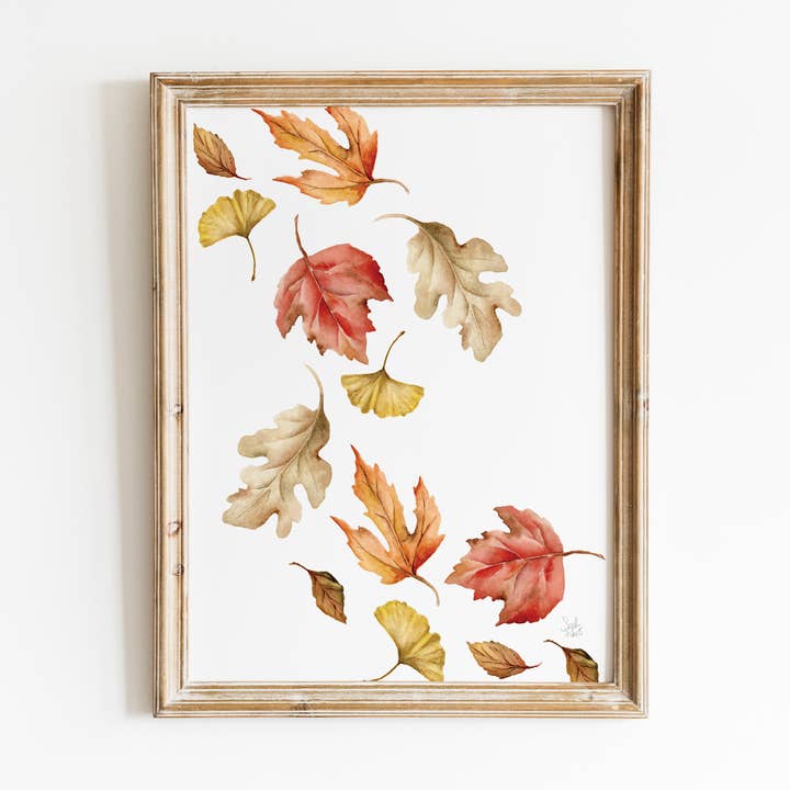 Autumn Leaves Watercolor Print for wholesale by Sarah Jane Studio Art
