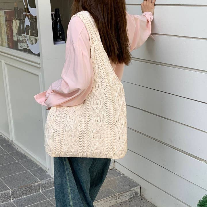 Suhkasana - Wholesale Tote bag – Women's - Large Tote Aesthetic Shoulder Hippie Knit Bag13