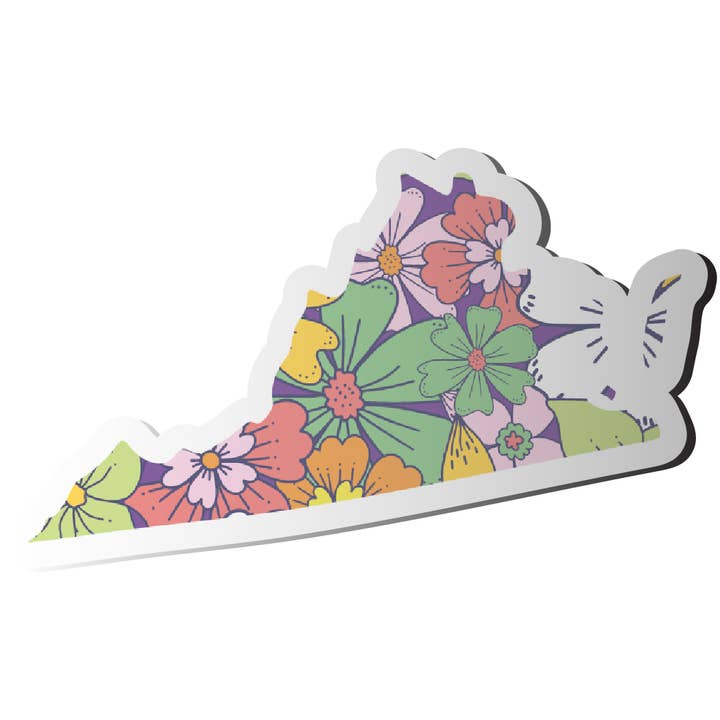 Virginia Colorful Floral Pattern Sticker MULTIPLE STYLES for wholesale by CJ's Sticker Shop