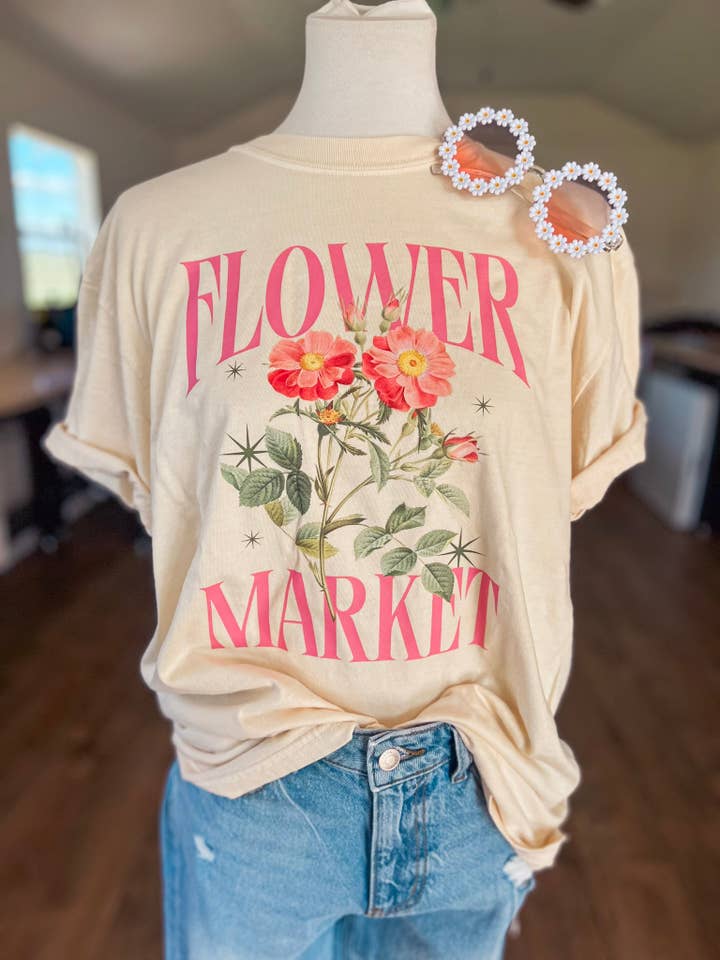 Southern Babe Wholesale - Wholesale Screen Printed T-Shirt - Women's - FLOWER MARKET TEE (IVORY)