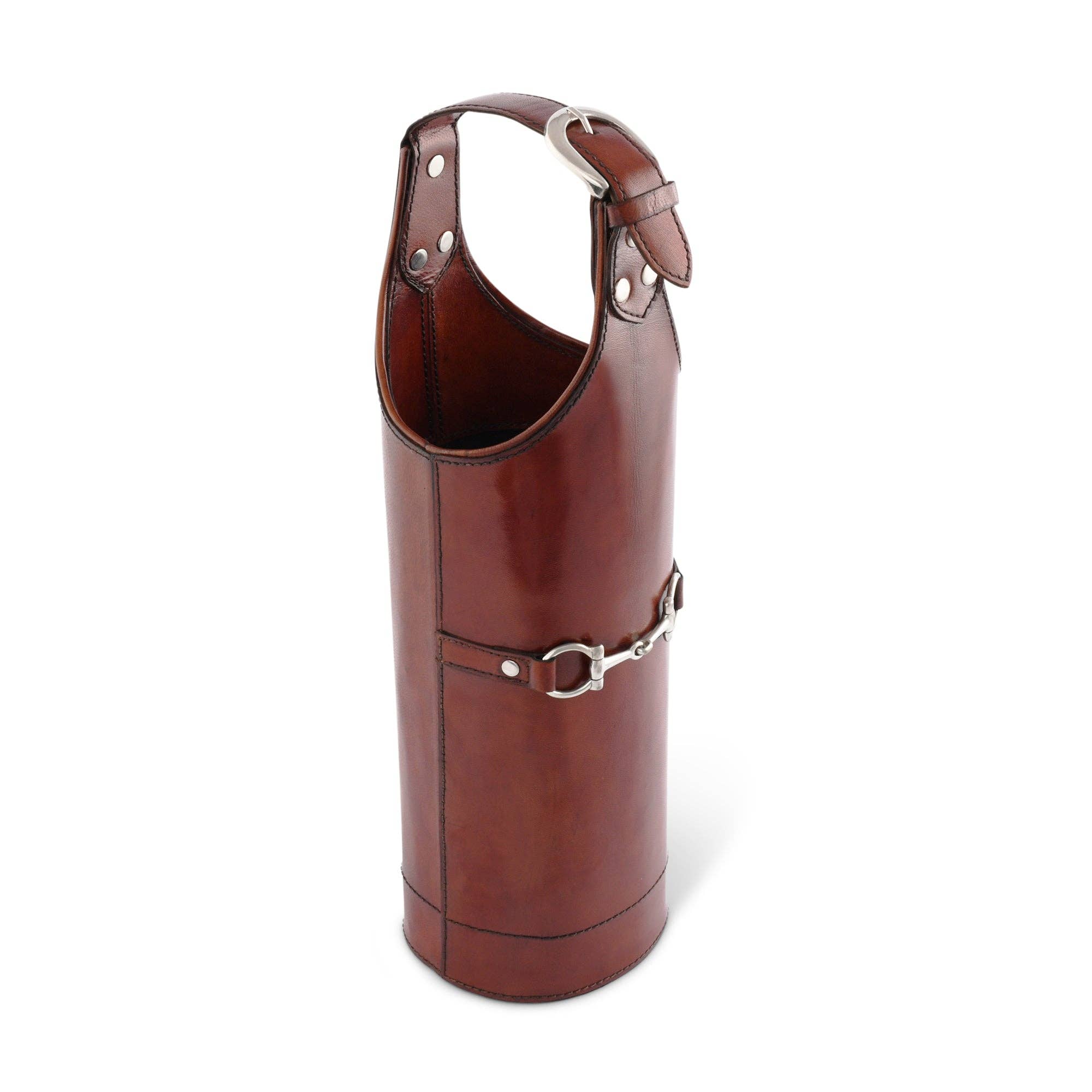 Vagabond House - Wholesale Wine Tote - Premium Genuine Leather Bit Single Wine Bottle Carrier2