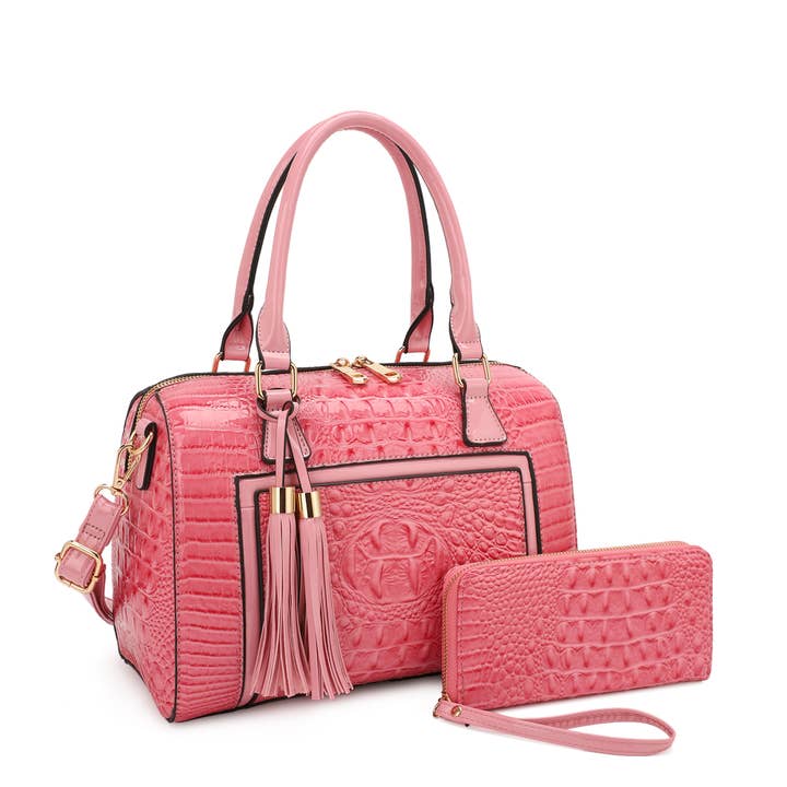 KAYLA+AVA - Wholesale Top Handle Bag - Women's - HOLLY BOSTON BAG SET IN PATENT CROC WITH WALLET10