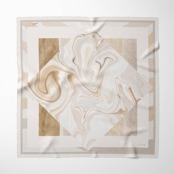 Leonie - Wholesale Scarf - Women's - Margaux in Cream, 90cm Silk Scarf0