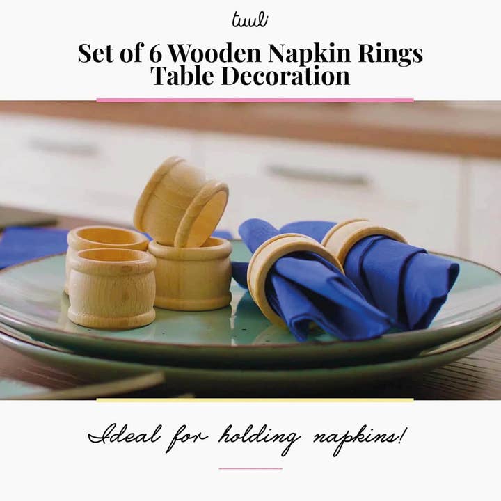 Tuuli GmbH - Wholesale Napkin ring - Set of 6 Wooden Napkin Rings Table Decoration7