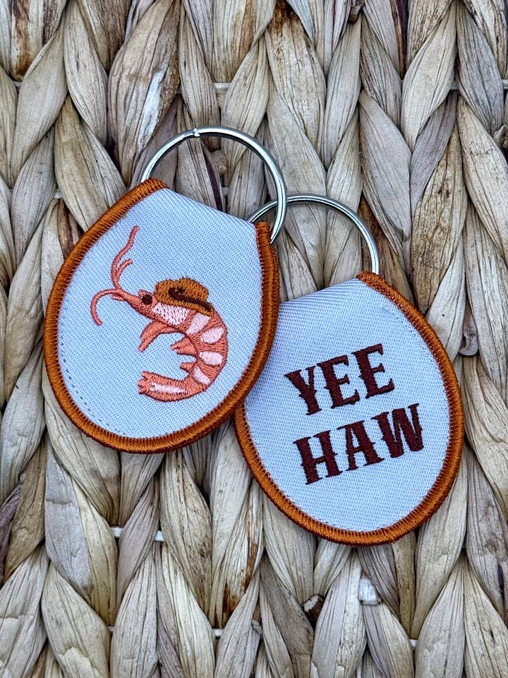 Yee Haw Shrimp Keychain for wholesale by YGG Threads