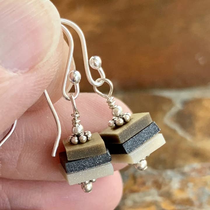 Earthy Stacks Earrings - Dangly Colorway C for wholesale by Jules Artwear