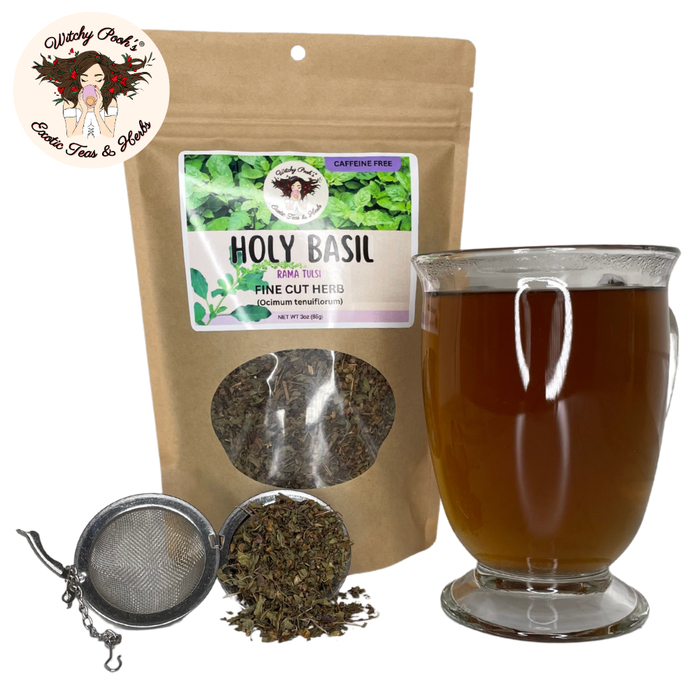 Witchy Pooh's Exotic Teas & Herbs - Venta al por mayor Tés a granel - Té de Albahaca Sagrada de Witchy Pooh - Rama Tulsi, Hoja Suelta15