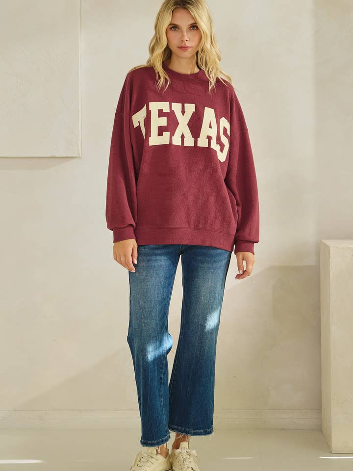 Tres Bien, Inc - Wholesale Knit Top - Women's - T-42092 "TEXAS" CLOUDY KNIT GRAPHIC LONG SLEEVE TOP17