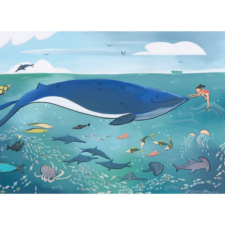 Fine Art Print - Blue Whale (Design 100) for wholesale by Megan Marie Myers Art