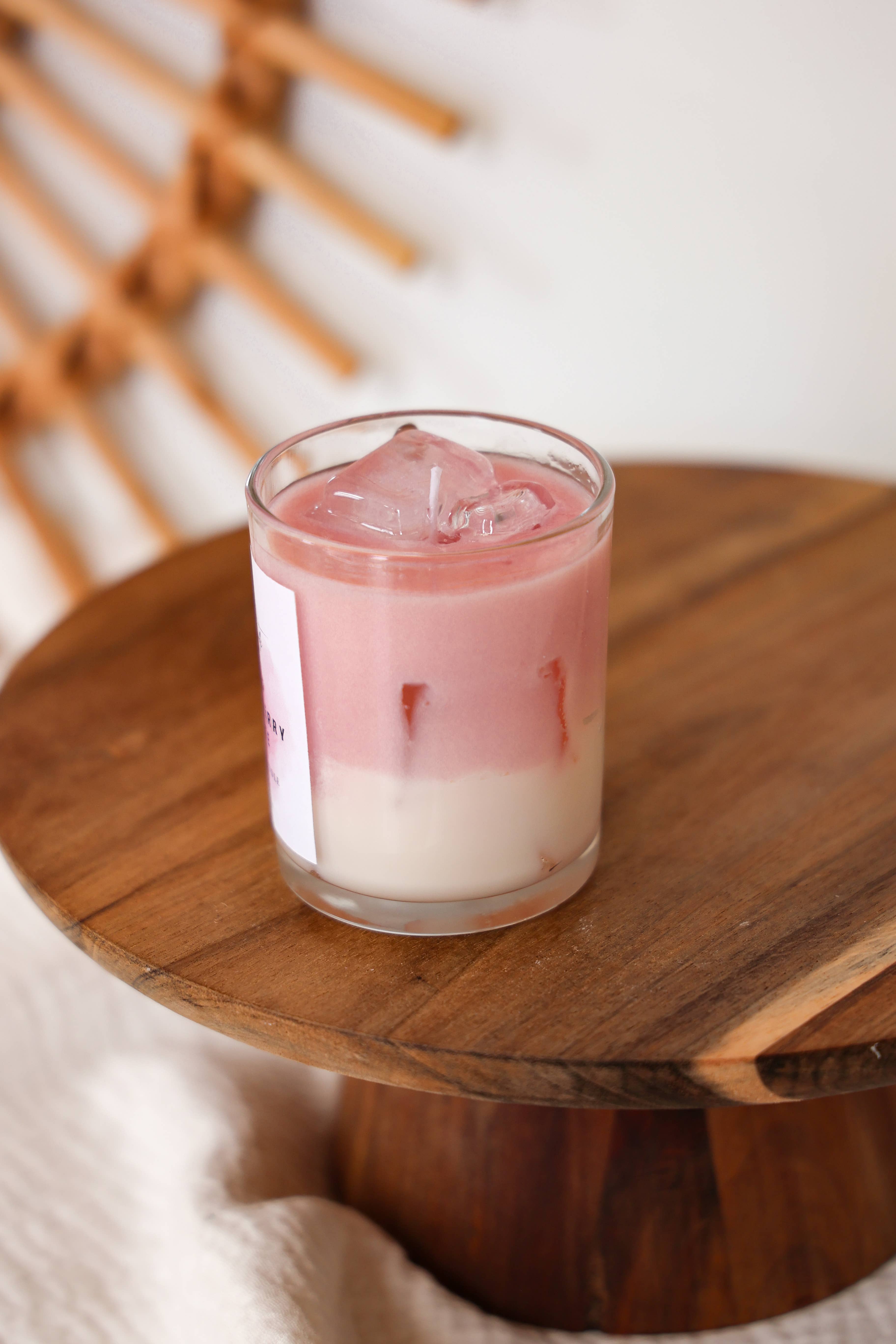 Niki Candle - Vente Bougie en bocal - Latte glacé à la fraise2